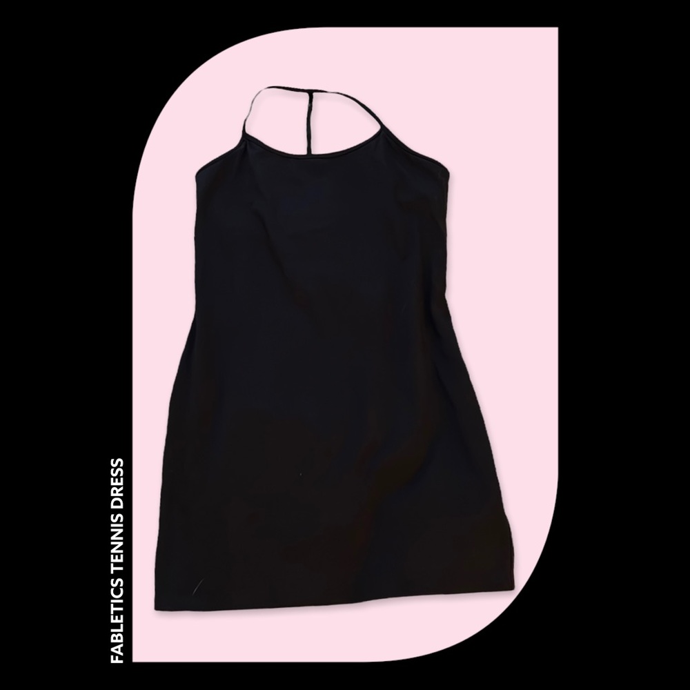 Womens Large Black Fabletics Tennis Dress Halter Straps